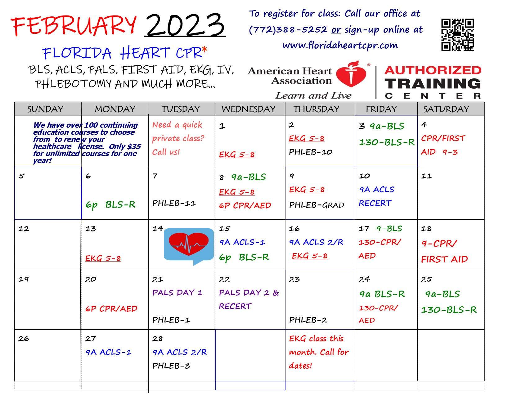 February 2023 Class Calendar