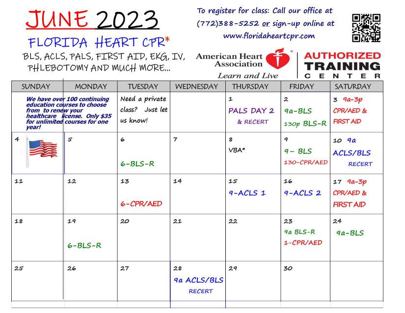 June 2023 Course Calendar 